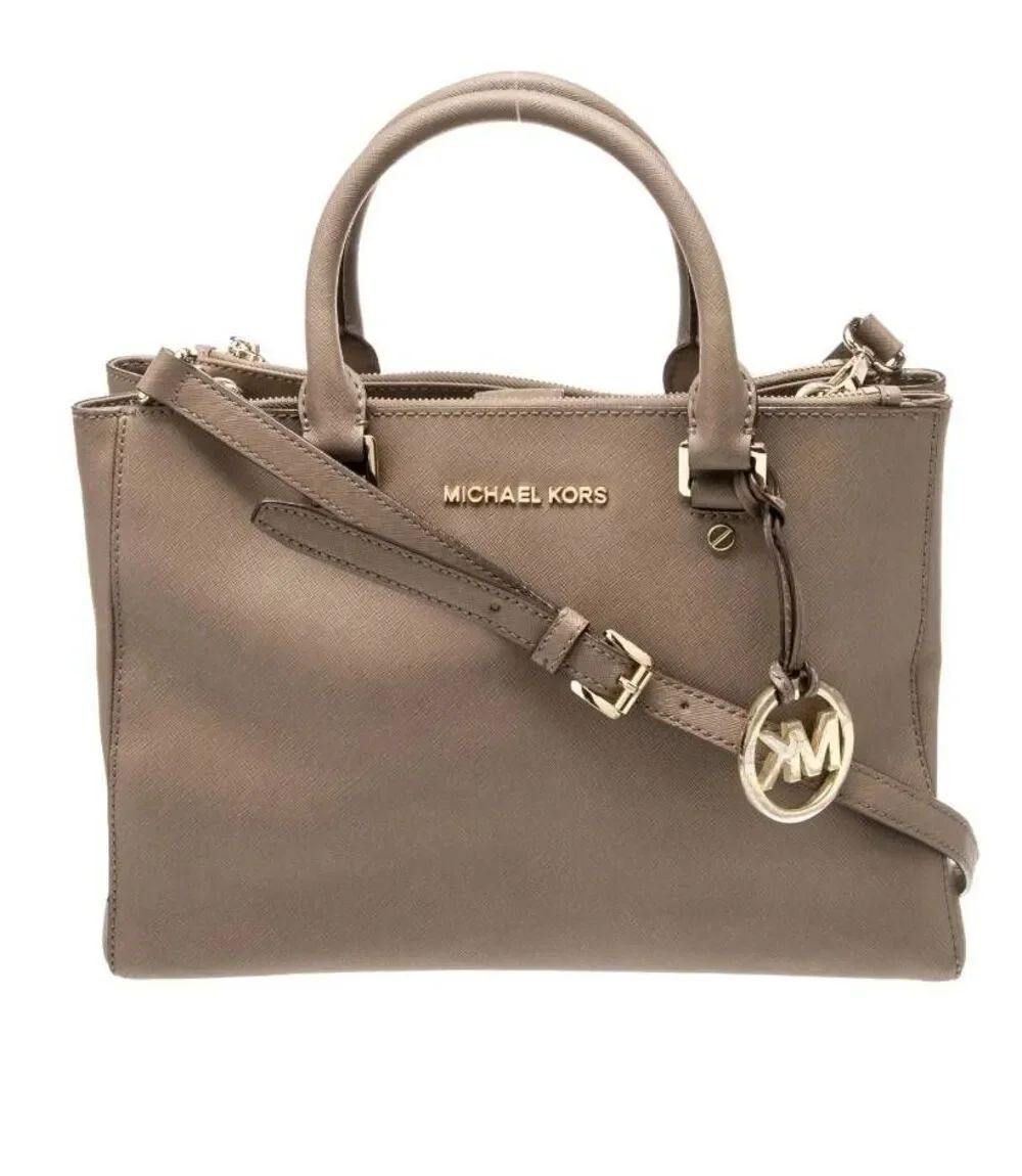 MICHAEL KORS Camel Tan Saffiano Leather & Gold Hardware Top Handle Bag